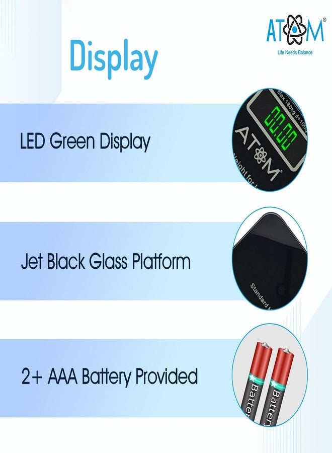 أتوم ميزان أليستون الرقمي الشخصي لوزن الجسم من سلسلة P1 (AL610)، مزود بمخطط مؤشر كتلة الجسم، زجاج مقوى، مستشعرات عالية الدقة، سعة تصل إلى 180 كجم - Image 3