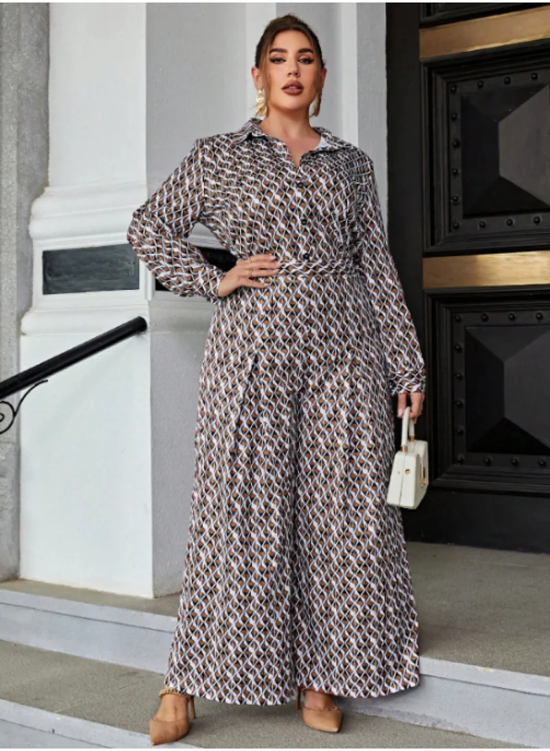 SIMPLEE The plus size two-piece set is a fashionable matching top and bottom, suitable for curvaceous women