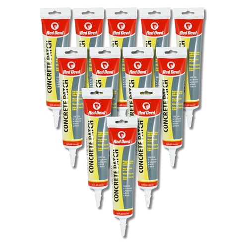 Red Devil 0645 Concrete Repair Patch, Cement Crack Filler, Pre-Mixed, 5.5 Oz. Squeeze Tube, Pack of 12, Gray, 12 Pack, Made in USA - Image 1