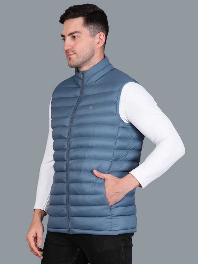 Fort Collins Men Blue Sleeveless Puffer Jacket - Image 3