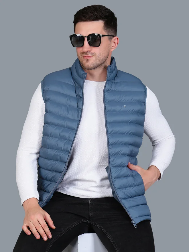 Fort Collins Men Blue Sleeveless Puffer Jacket