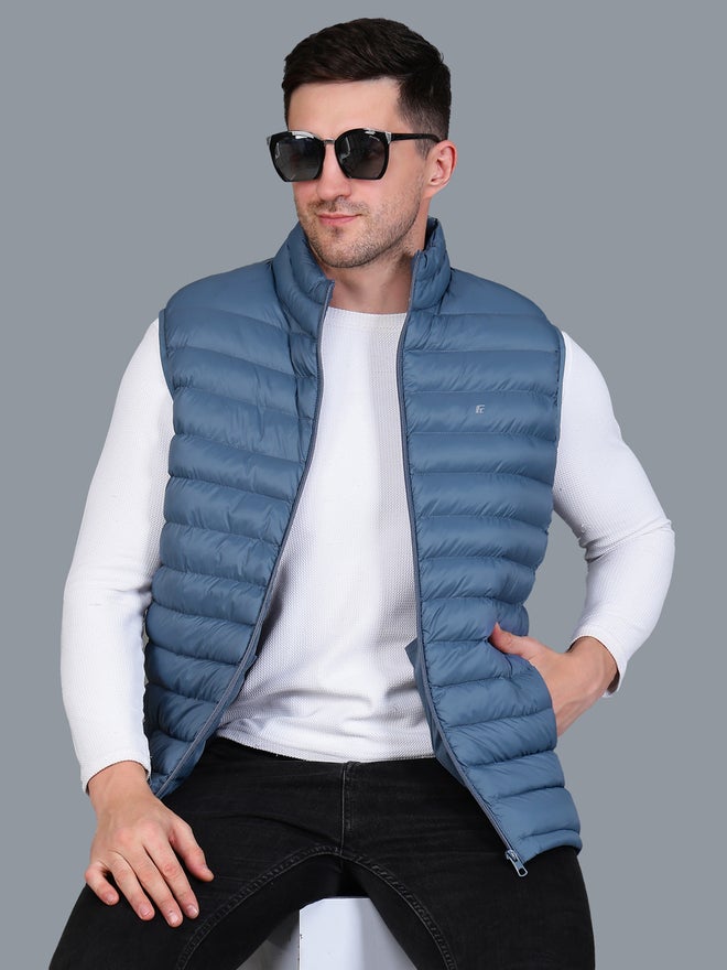 Fort Collins Men Blue Sleeveless Puffer Jacket - Image 2
