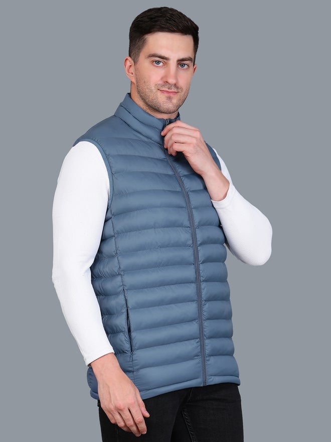 Fort Collins Men Blue Sleeveless Puffer Jacket - Image 4