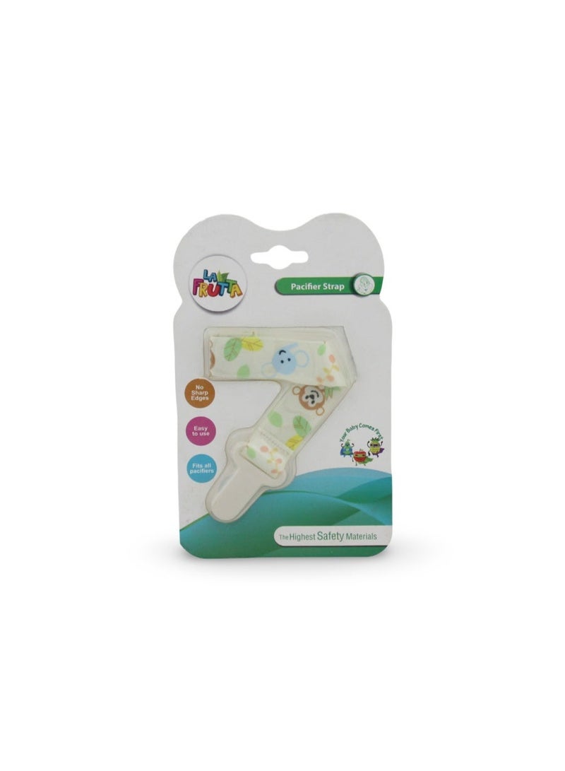La Frutta Baby Pacifier Clip Strap - Off White Elephant & Monkey - Image 1