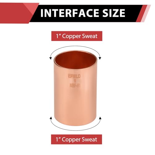 EFIELD 10Pack EFIELD 1 X 1 Copper Slip Couplings No Stop CxC Sweat Connection LF Copper Plumbing Fittings 1x1COPPER034 - Image 3