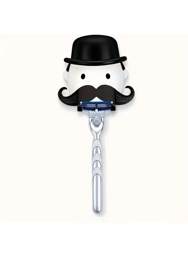Black Wall Mounted Beard Shaver Holder with Suction Cup No Drill Installation Bathroom Organizer - Image 2