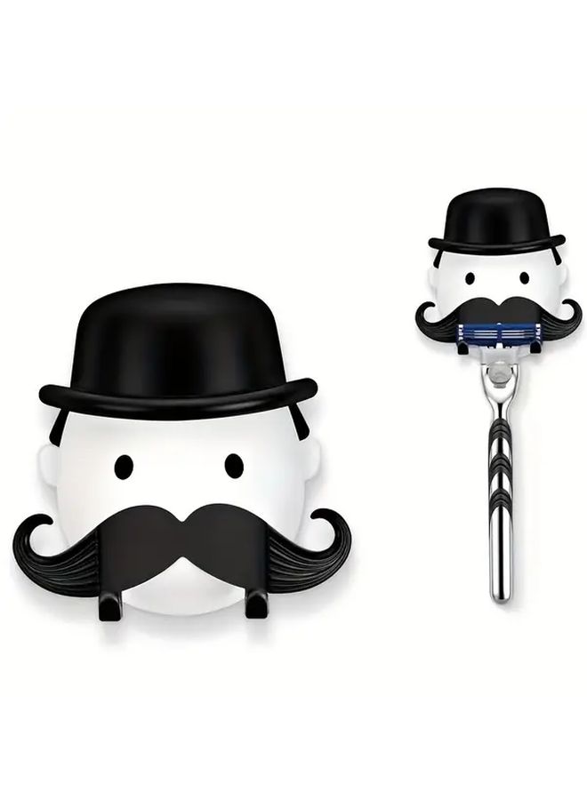 Black Wall Mounted Beard Shaver Holder with Suction Cup No Drill Installation Bathroom Organizer - Image 4