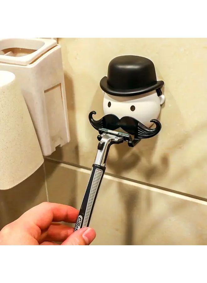 Black Wall Mounted Beard Shaver Holder with Suction Cup No Drill Installation Bathroom Organizer - Image 1