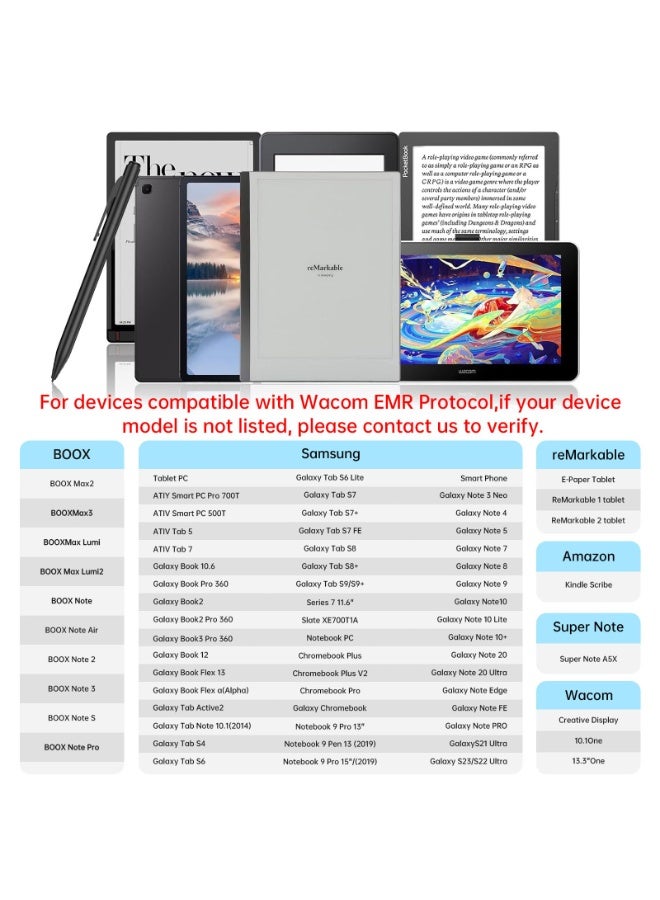 قلم Galaxy Tab لأجهزة Galaxy S23/S24/S25 Ultra وقلم أجهزة Galaxy Tab S6/S7/S8/S9/S10 اللوحية مع ممحاة، حساسية ضغط 4096 مستوى، رفض راحة اليد (Palm Rejection)، دعم الإمالة (Tilt Support) مع 5 رؤوس بديلة للقلم - Image 3