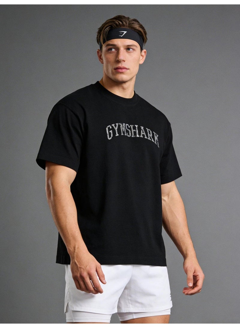 جيمشارك 300G الثقيلة GYMSHARK الرياضة قصيرة الأكمام جولة رقبة تي شيرت مع القطن ناعم الجلد الصديقة قميص عارضة للرجال والنساء. - Image 4