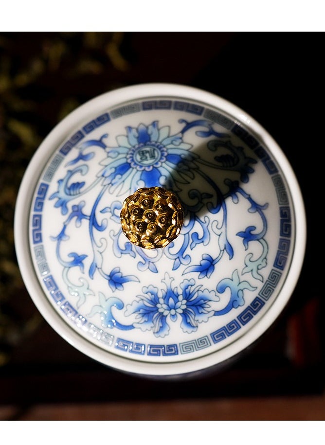 Generic Antique Ming Dynasty Style Blue & White Ceramic Tea Canister - Hand-Painted Imperial Lotus Design Airtight Storage Jar for Coffee, Tea Leaves (250ml) - Moisture-Proof Food-Safe Oriental Home Decor  - Image 5