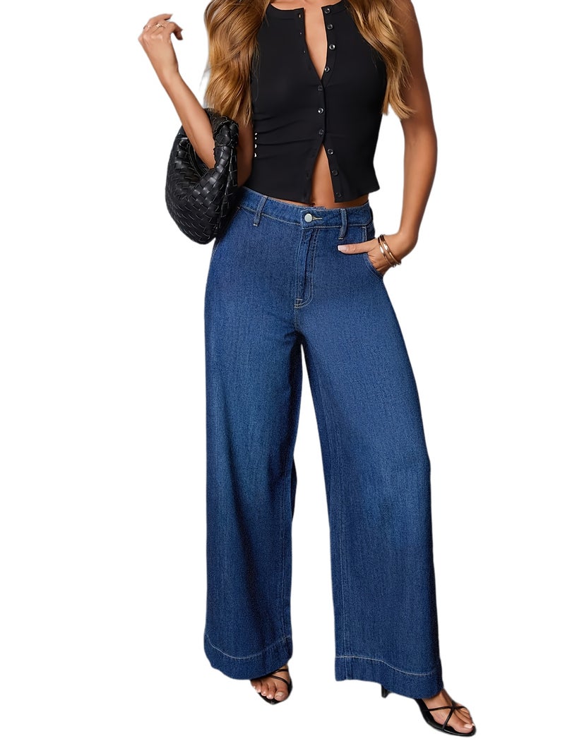 Ladies 26AW+ Elegant Stretch Denim Straight-Leg Pants - Stylish And Comfortable Fit for Work, Dates, And Outings, Suitable for All Seasons - Image 1
