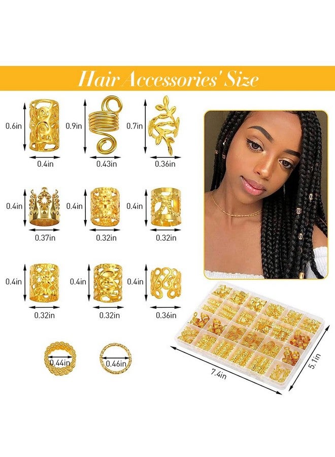 PALAY¬Æ 220 Pcs Gold Hair Jewelry for Women Braids Stylish Metal Hair Pendants Charm for Braids, Hair Extension, Dreadlocks Rings Cuffs Clips Hair Accessories for Women Girls - Image 2