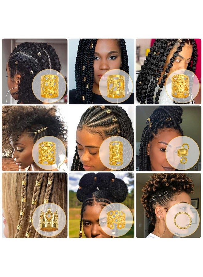 PALAY¬Æ 220 Pcs Gold Hair Jewelry for Women Braids Stylish Metal Hair Pendants Charm for Braids, Hair Extension, Dreadlocks Rings Cuffs Clips Hair Accessories for Women Girls - Image 5