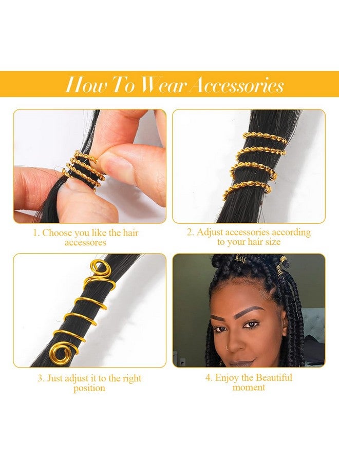 PALAY¬Æ 220 Pcs Gold Hair Jewelry for Women Braids Stylish Metal Hair Pendants Charm for Braids, Hair Extension, Dreadlocks Rings Cuffs Clips Hair Accessories for Women Girls - Image 4