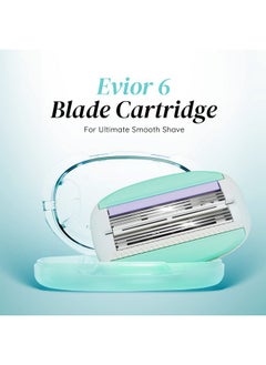 LetsShave Evior 6 Shaving Razor Blades Refills (Cartridge) For Women, Pack Fo 4 With Lubricating Strip Enriched With Aloe Vera, Vitamin E & Argan Oil, Blades For Women, 4 Count  - Image 2
