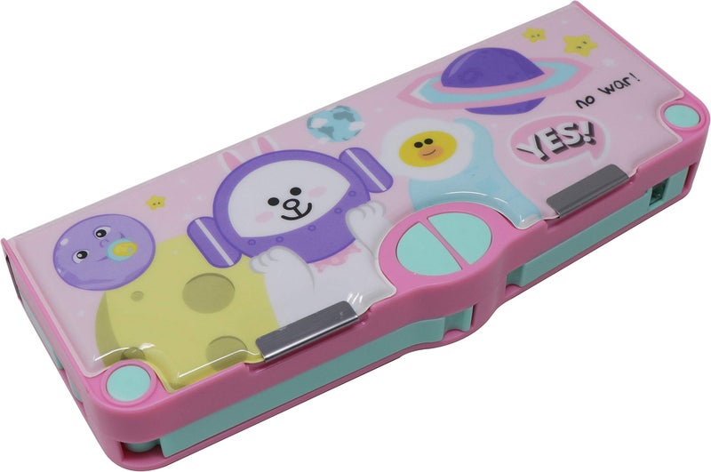 QIPS Pop Out 4 Button Magentic Locking Jumbo Pencil Box, Multi-Functional Pencil Box for Kids, Pink - Image 5