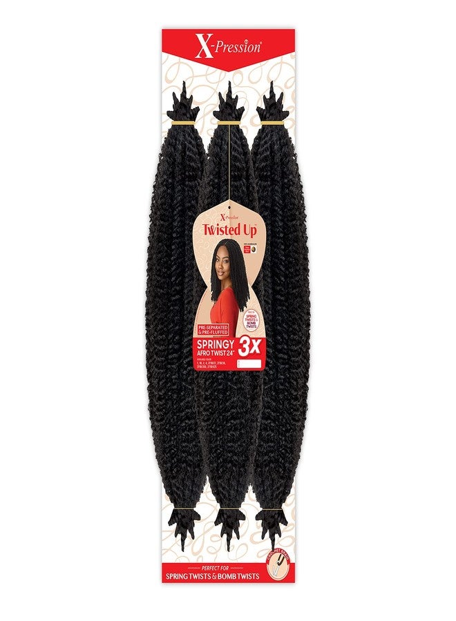 X-pression Braid Outre Crochet Braids X-Pression Twisted Up 3X Springy Afro Twist 24inch (3-pack, 2T1B/BLU) - Image 1