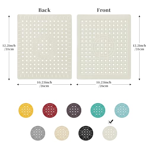 WILLKOMMEN 2 Pack Kitchen Sink Mat, 12'' x 10"" Dish Drying Mat for kitchen Counter, Durable Rubber Dish Draining Mat, Grid Sink Mat,Square Black & Cream White - Image 2