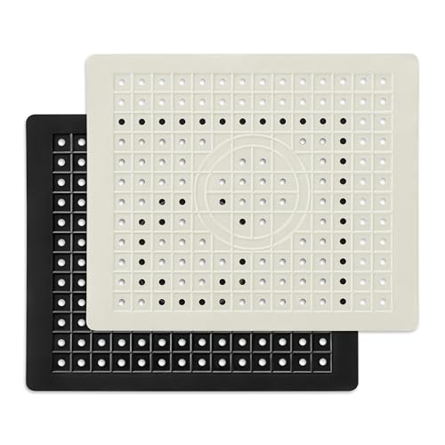WILLKOMMEN 2 Pack Kitchen Sink Mat, 12'' x 10"" Dish Drying Mat for kitchen Counter, Durable Rubber Dish Draining Mat, Grid Sink Mat,Square Black & Cream White - Image 1