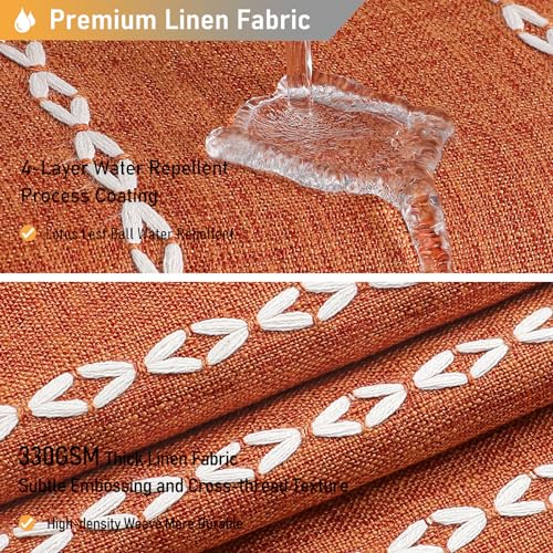 BTTN Boho Farmhouse Shower Curtain, Linen Rustic Weighted Striped Fabric Shower Curtain Set with Tassel, Water Repellent, Bohemian Vintage Country Shower Curtains for Bathroom, Burnt Orange, 72x72 - Image 4