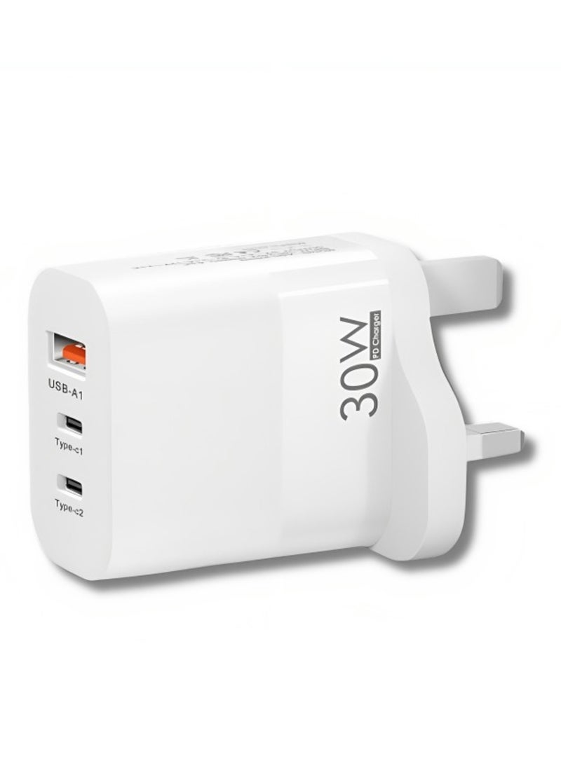 "White Dual PD Port Wall Charger by DENX: Model M/DX222"