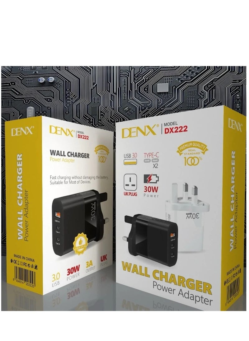 "White Dual PD Port Wall Charger by DENX: Model M/DX222"