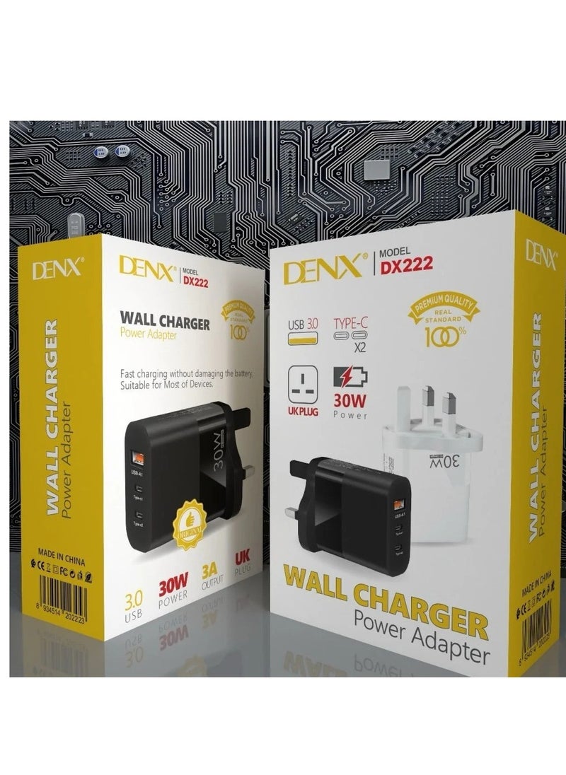 "White Dual PD Port Wall Charger by DENX: Model M/DX222"