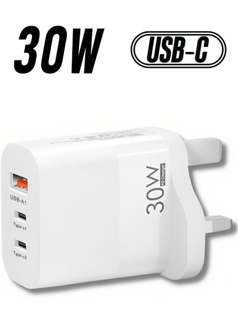 "White Dual PD Port Wall Charger by DENX: Model M/DX222"