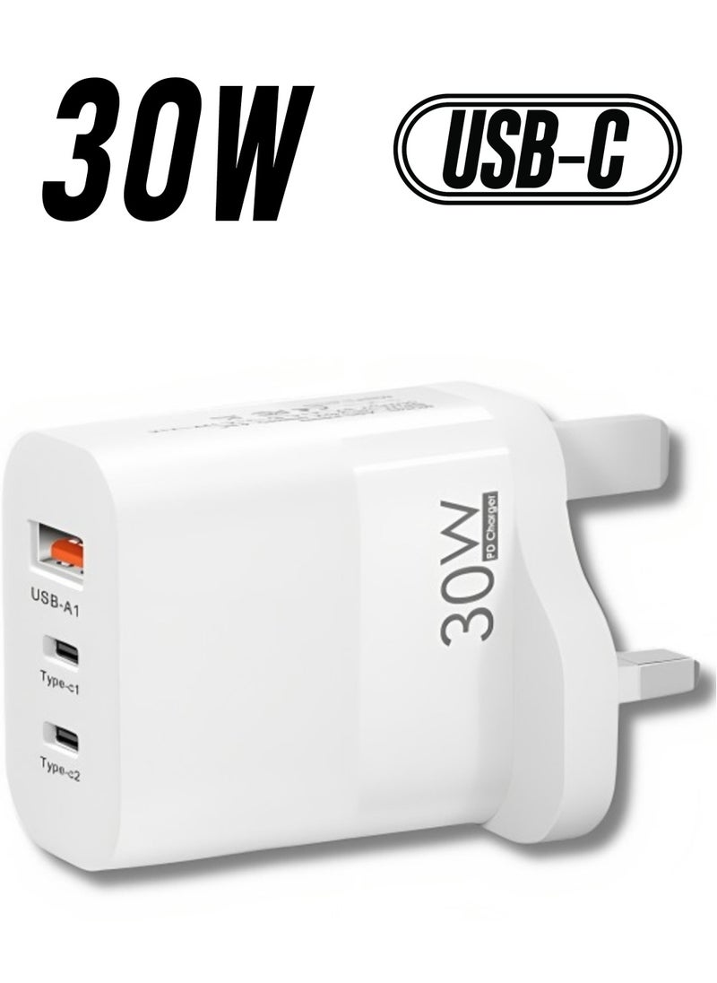 "White Dual PD Port Wall Charger by DENX: Model M/DX222"