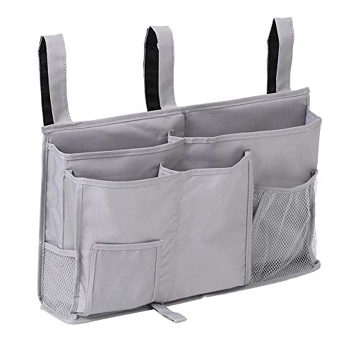 Createy Bunk Bed Organizer  Bedside Storage Caddy with Pocket Hanging Organizer for Camp Dorm Room Hospital Bed Rail and More Grey 