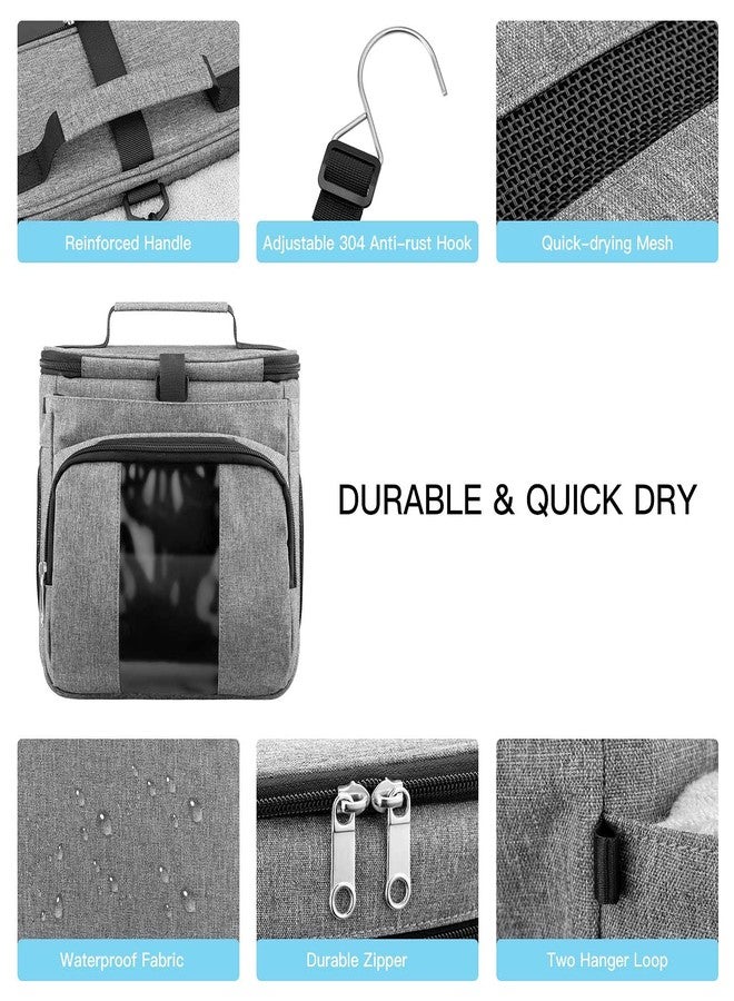 Bukere Portable Shower Caddy Tote Bag for College Dorm Travel, Separate Compartment, Large Capacity, Quick Dry Mesh Base, Hanging Toiletry Bath Bag for Student, Gym, Camp, Women Men - Image 4