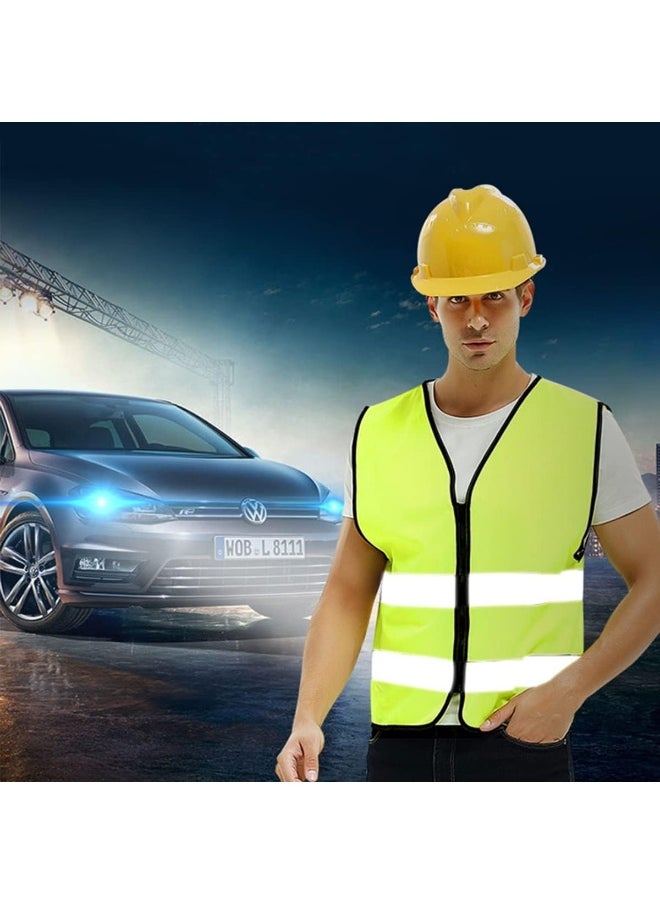 ECVV سترة أمان عاكسة بلون نيون ساطع مع شرائط عاكسة مقاس 2 بوصة - سحاب أمامي (أخضر)  - Image 3