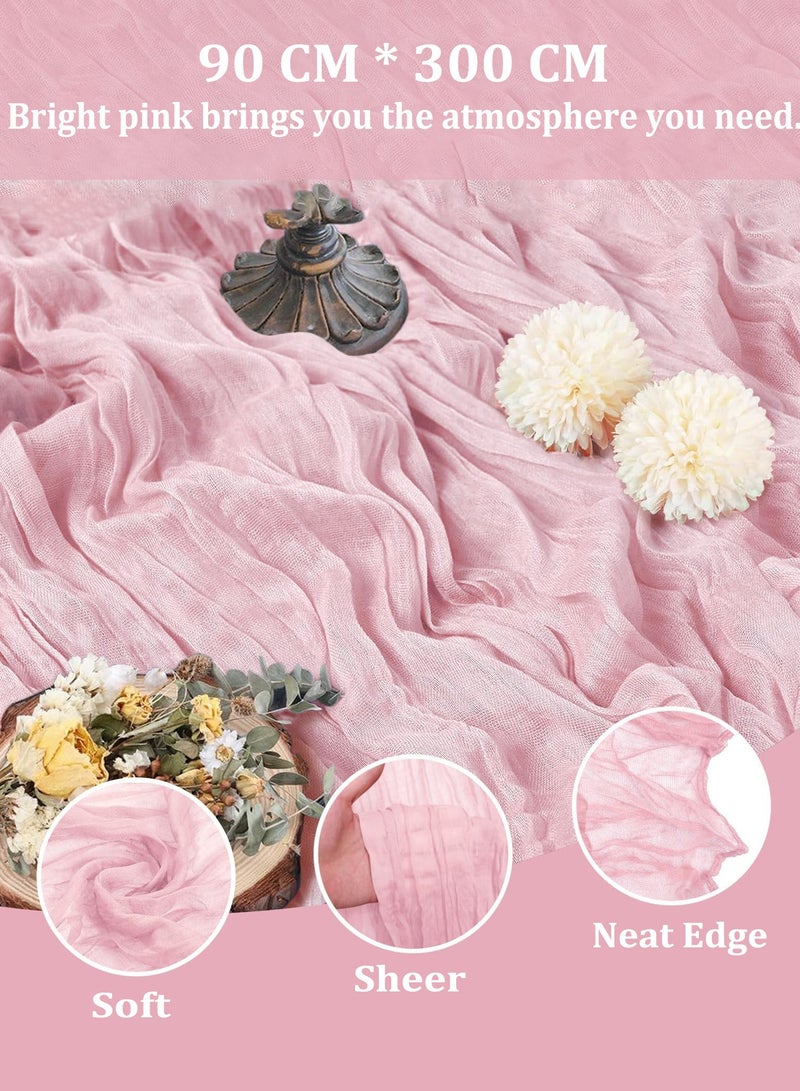 Light Pink Cheesecloth Table Runner, 90 x 300 cm Gauze Table Cover, Boho Translucent Tablecloth for Wedding Reception Bridal Shower Party Decoration Table Centerpiece - Image 2