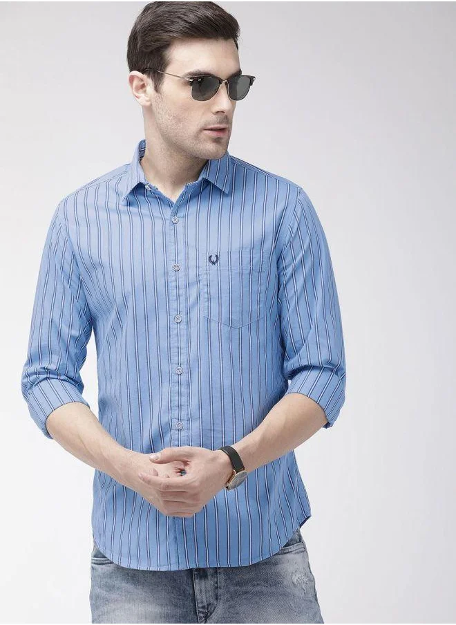 The Indian Garage Co Men Slim Fit Multi Striped Full Sleeves Cutaway Collar Casual Shirt