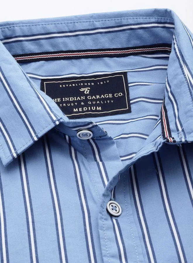 شركة المرآب الهندية Men Slim Fit Multi Striped Full Sleeves Cutaway Collar Casual Shirt