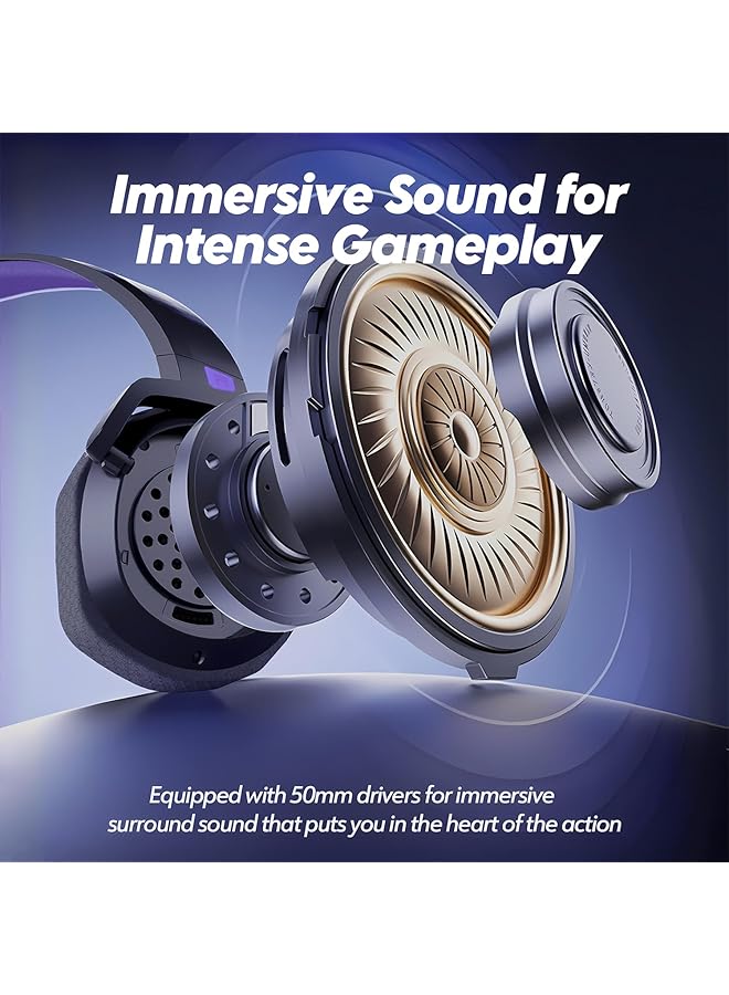 NUBWO G06 Wireless Gaming Headset With Microphone For Ps5 Ps4 Pc 100 Hr Wireless Controller & Switch Gaming Headphones With Three Connection Modes (Purple) - Image 5