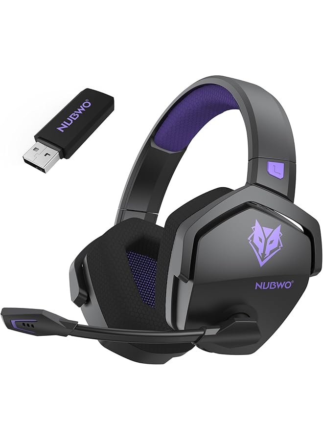 NUBWO G06 Wireless Gaming Headset With Microphone For Ps5 Ps4 Pc 100 Hr Wireless Controller & Switch Gaming Headphones With Three Connection Modes (Purple) - Image 1