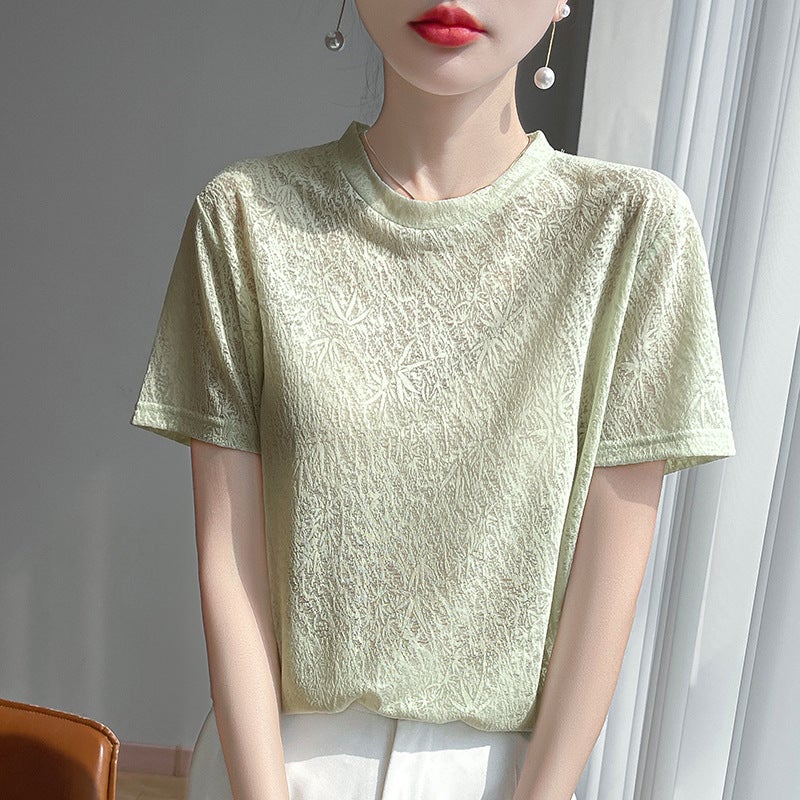 2025 Summer Fashion Trend Jacquard Lyocell Tencel Short Sleeves - Image 3