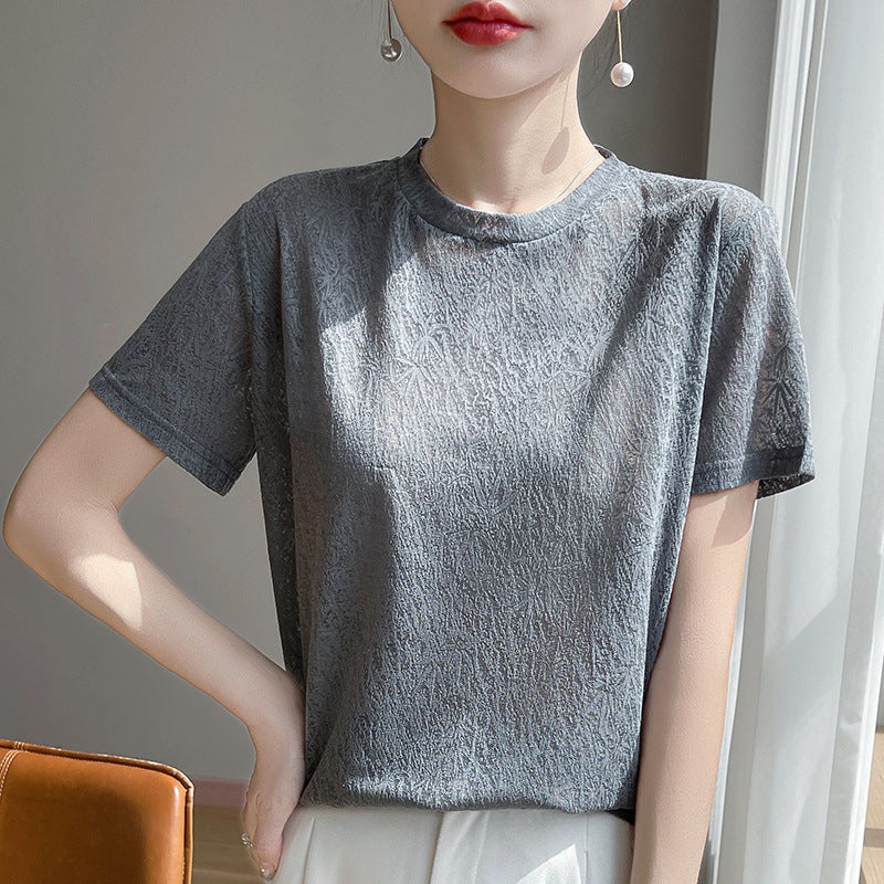 2025 Summer Fashion Trend Jacquard Lyocell Tencel Short Sleeves - Image 5