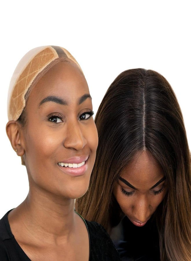 MILANO COLLECTION Lace Wig Grip Cap for Women, Adjustable Wig Caps for Women Non Slip with Headband to Secure Lace Top Perfectly in Place, Tension-Free, One Size Fits All, 2 Pack, Nude - Image 1