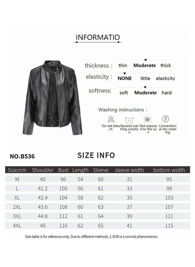 Women's Leather Jacket With Standing Collar PU Leather Jacket Grey - pzsku/Z1B7247FA41C9B303A32DZ/45/_/1691895298/cb81452f-6139-4043-bceb-1c2a055d7940