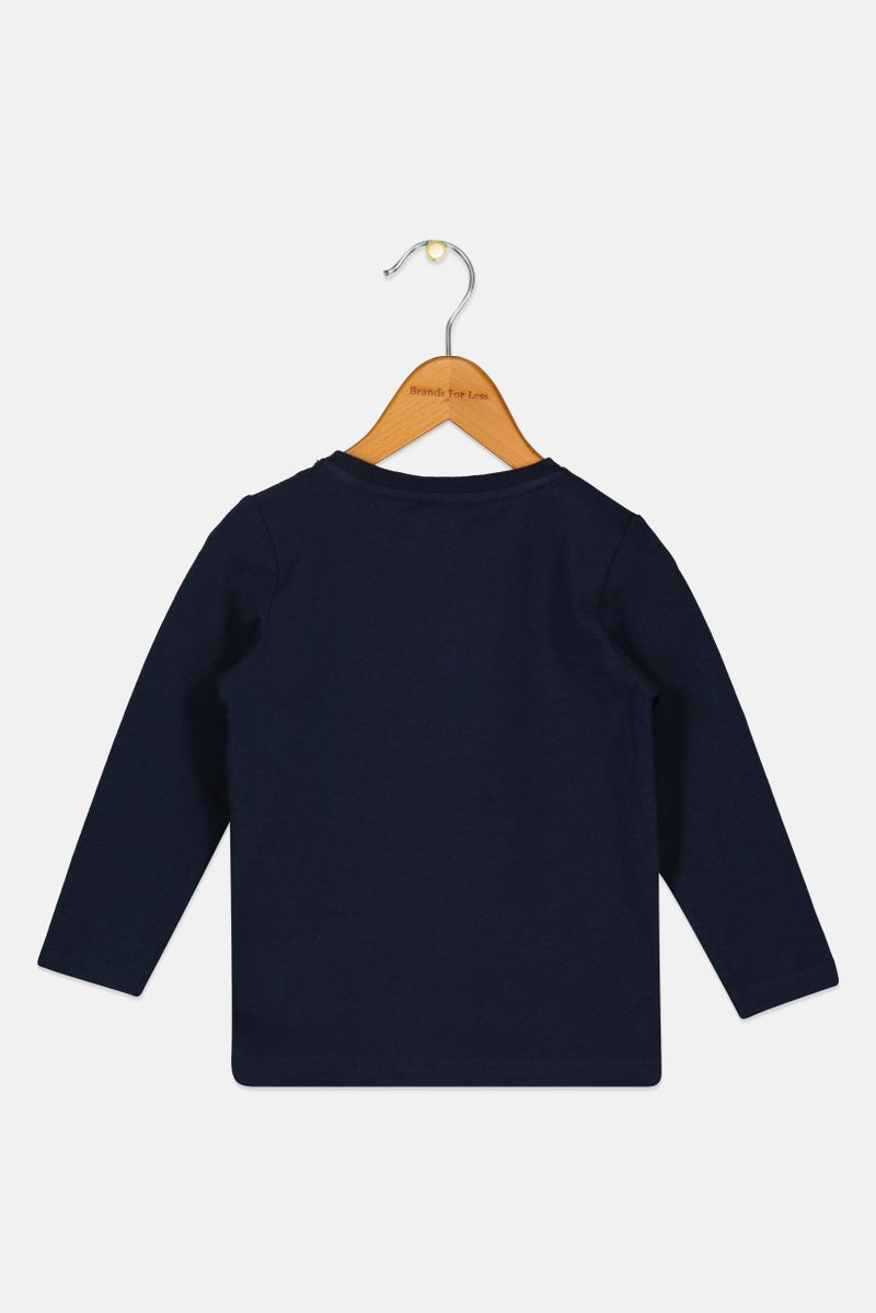 NAME IT Toddlers Boy Long Sleeves Graphic Print T-Shirt, Navy - Image 2