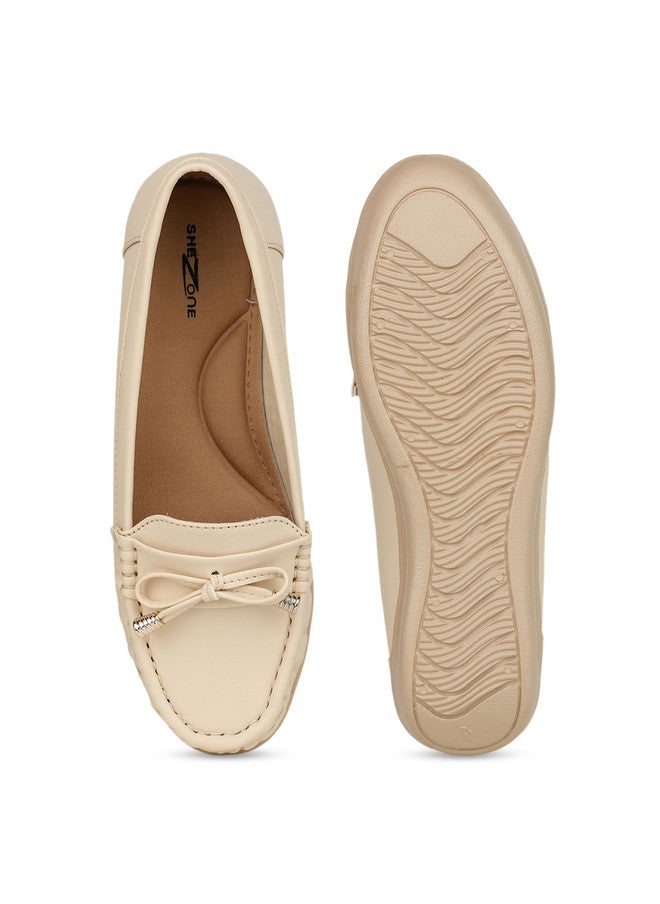 She Zone Cream Loafers for Women - Image 5