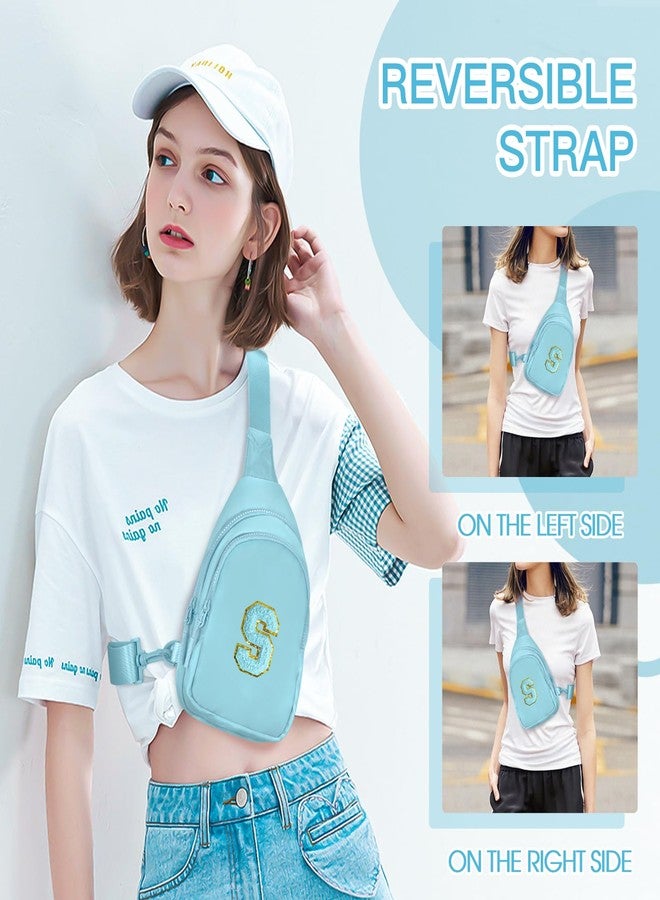 Viverte Small Initial Sling Bag for Girls & Women - Cute Crossbody Fanny Pack Gift, Icing Blue, 6.69 x 2.95 x 10.23 inches, A - Image 3