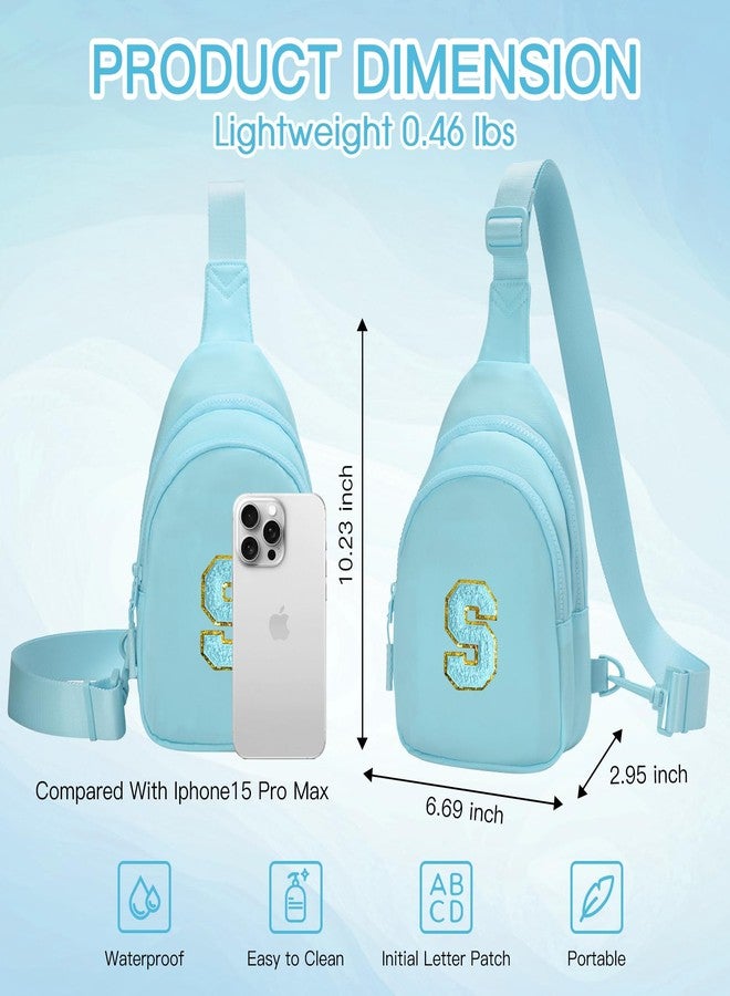 Viverte Small Initial Sling Bag for Girls & Women - Cute Crossbody Fanny Pack Gift, Icing Blue, 6.69 x 2.95 x 10.23 inches, A - Image 4