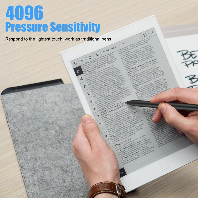 MoKo EMR Stylus Pen Compatible with Remarkable 2, Digital Pen with Eraser, 4096 Pressure Levels Palm Rejection 3 Extra Tips, for Remarkable 2&1/Galaxy Tab&Book/BOOX/Wacom/Scribe/EMR Devices - Image 3