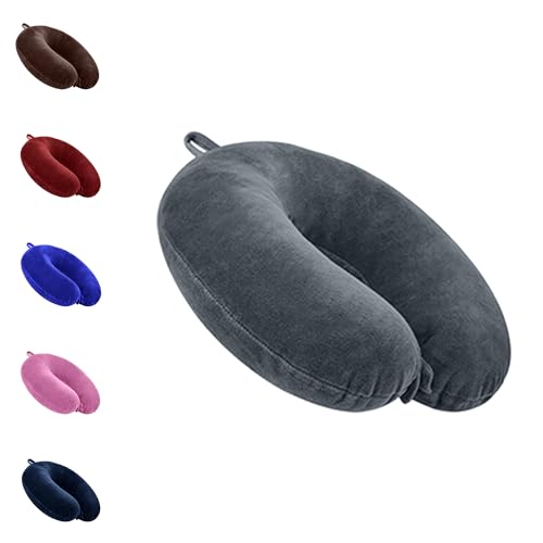 GREELI Cotton Blend Neck Pillow for Travelling Luxurious Airplane Travel Pillow Head Rest Neck Holder Pillow with 5 Years Warranty, Grey - Image 1