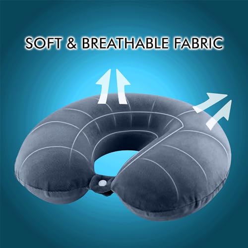 GREELI Cotton Blend Neck Pillow for Travelling Luxurious Airplane Travel Pillow Head Rest Neck Holder Pillow with 5 Years Warranty, Grey - Image 4