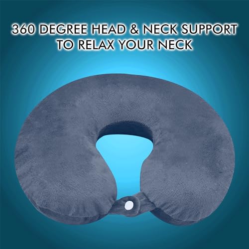 GREELI Cotton Blend Neck Pillow for Travelling Luxurious Airplane Travel Pillow Head Rest Neck Holder Pillow with 5 Years Warranty, Grey - Image 2